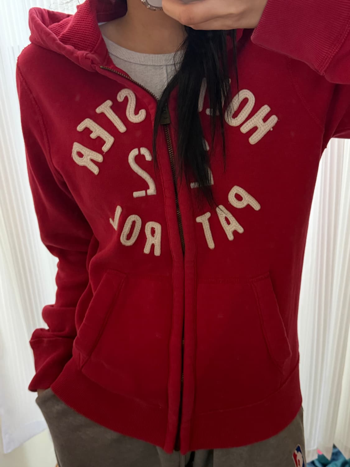 홀리스터 레드 후드집업 s 상품이미지1