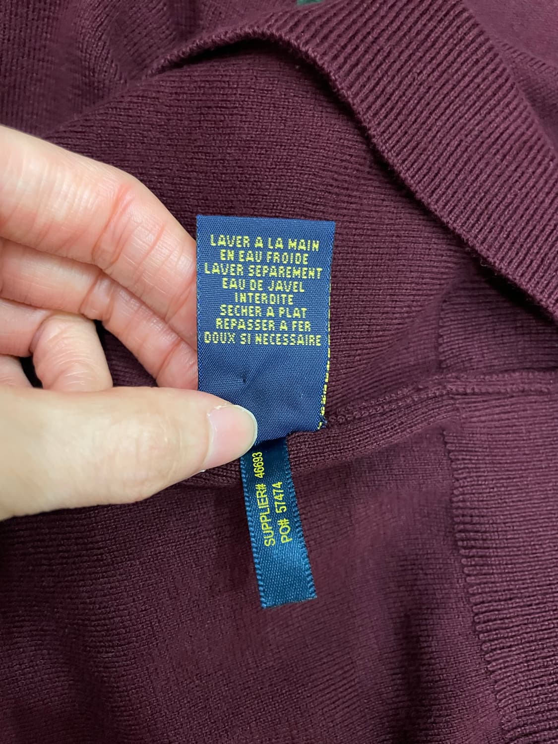 폴로 랄프로렌 피마코튼 브이넥 니트 스웨터 딥버건디 상품이미지9