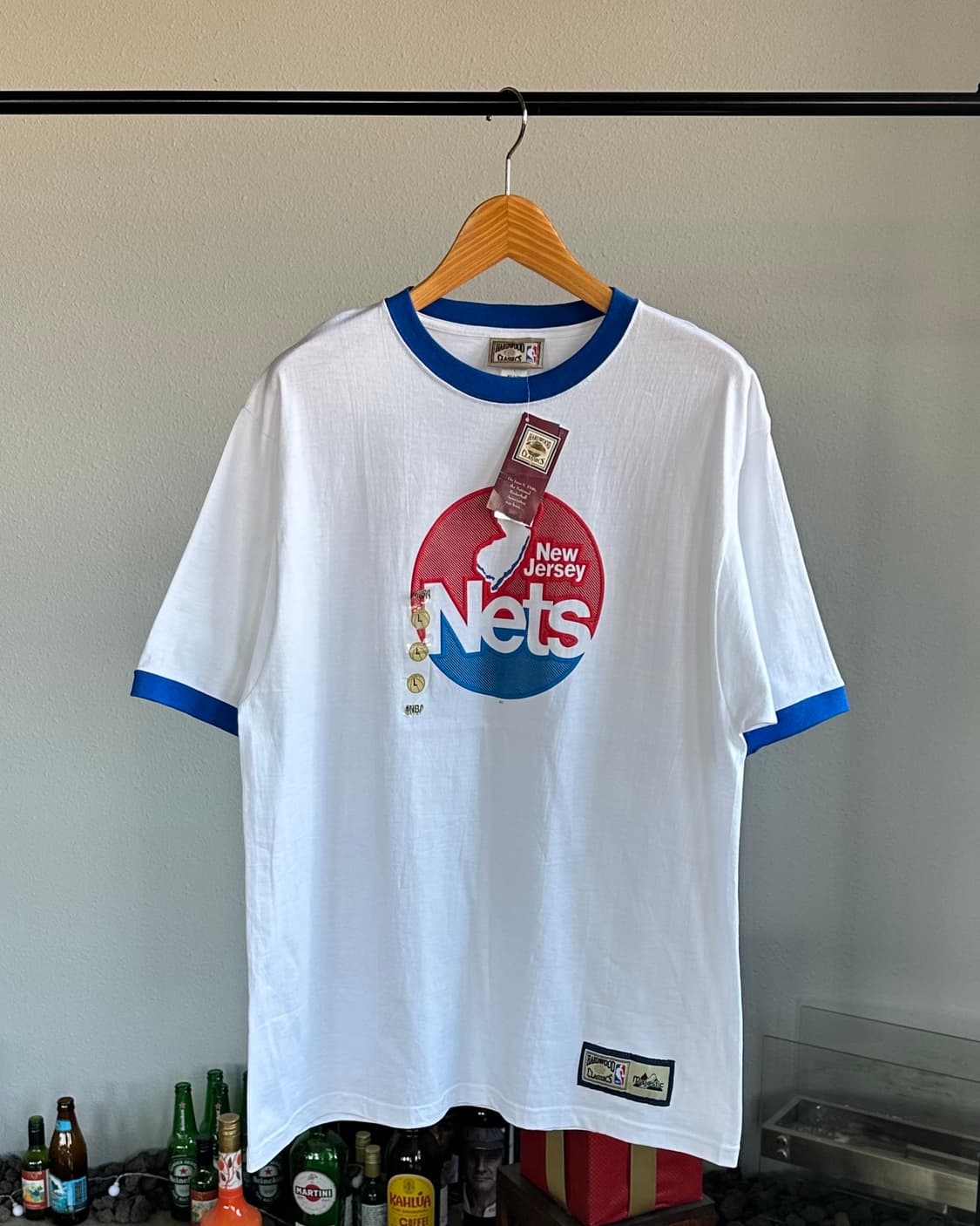 [L-XL](새상품)마제스틱 NBA 뉴저지 링거 반팔 티셔츠 상품이미지1
