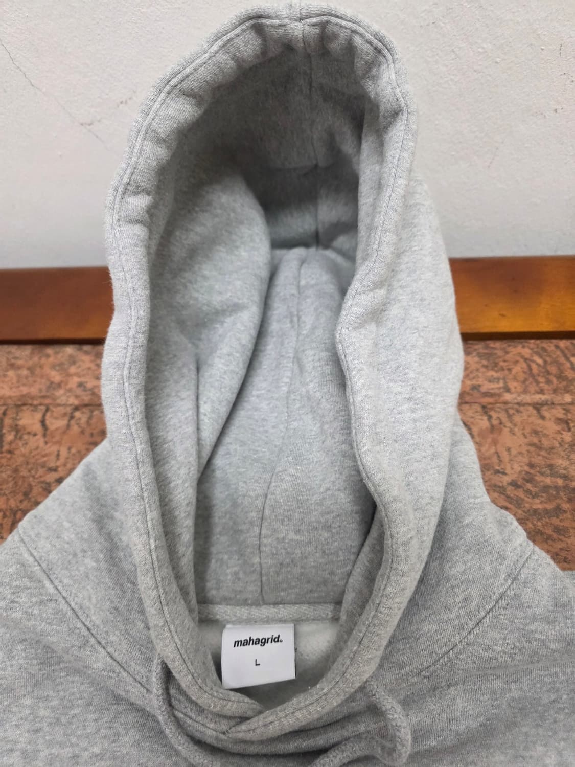 마하그리드 스타 로고 기모 후드티 그레이 L 상품이미지3