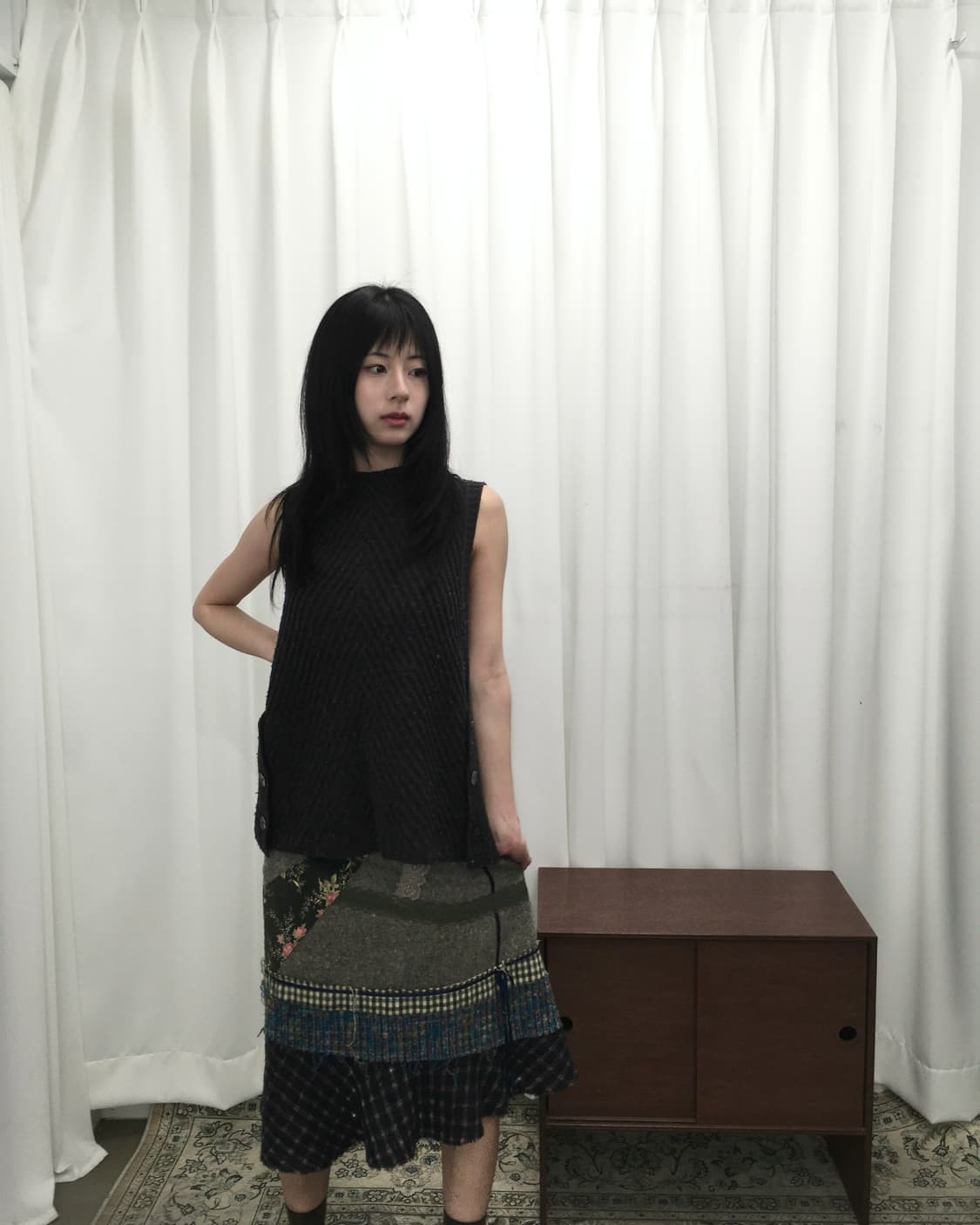 그레이 니트 슬리브리스 상품이미지3