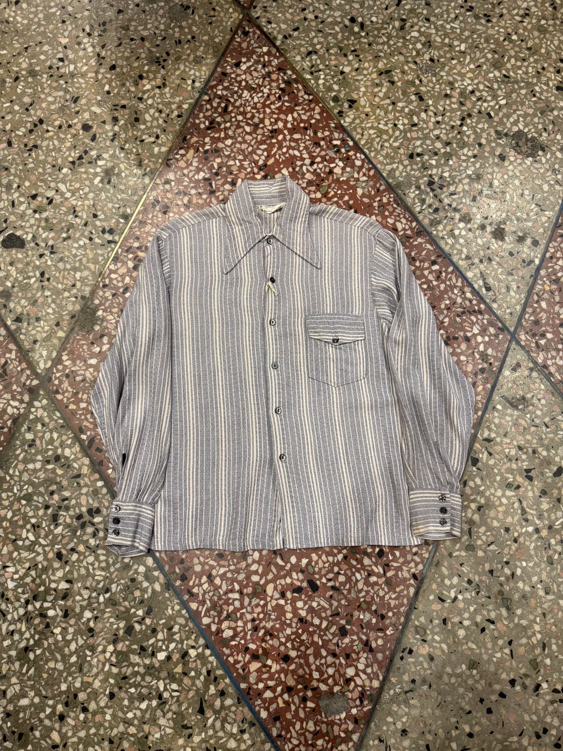 60s Towncraft 스트라이프 레이온셔츠 (M) 상품이미지1