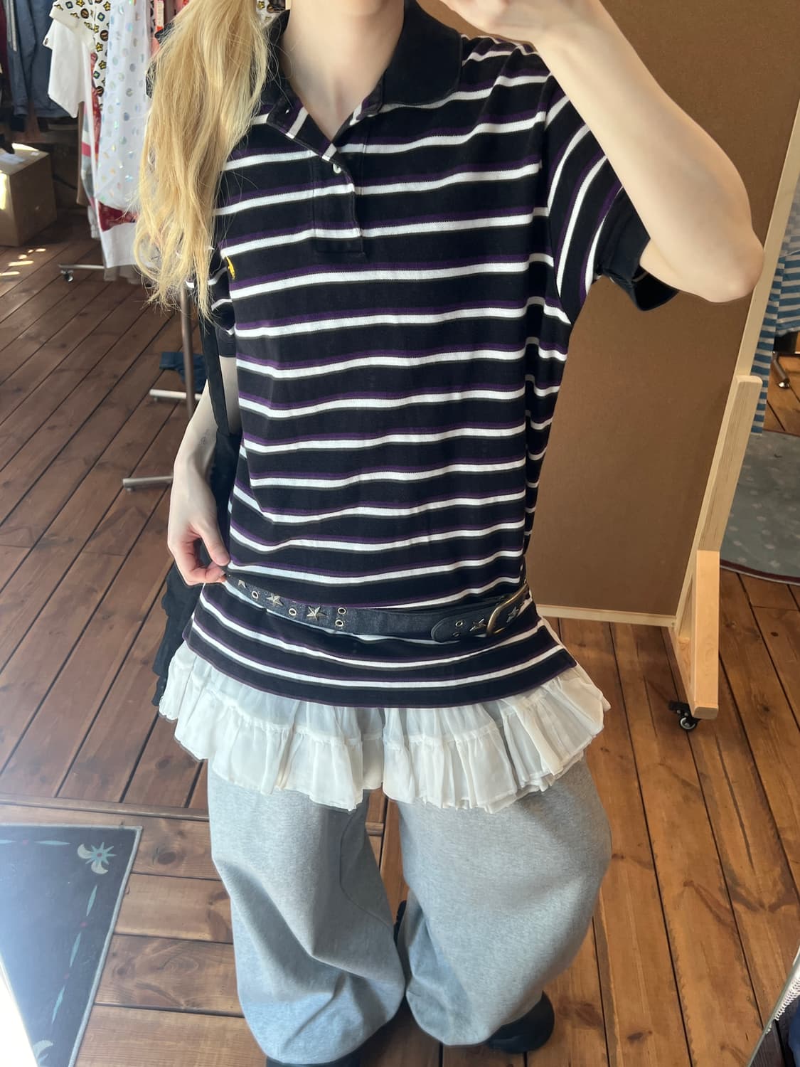폴로 블랙 스트라이프 카라 반팔티 상품이미지4
