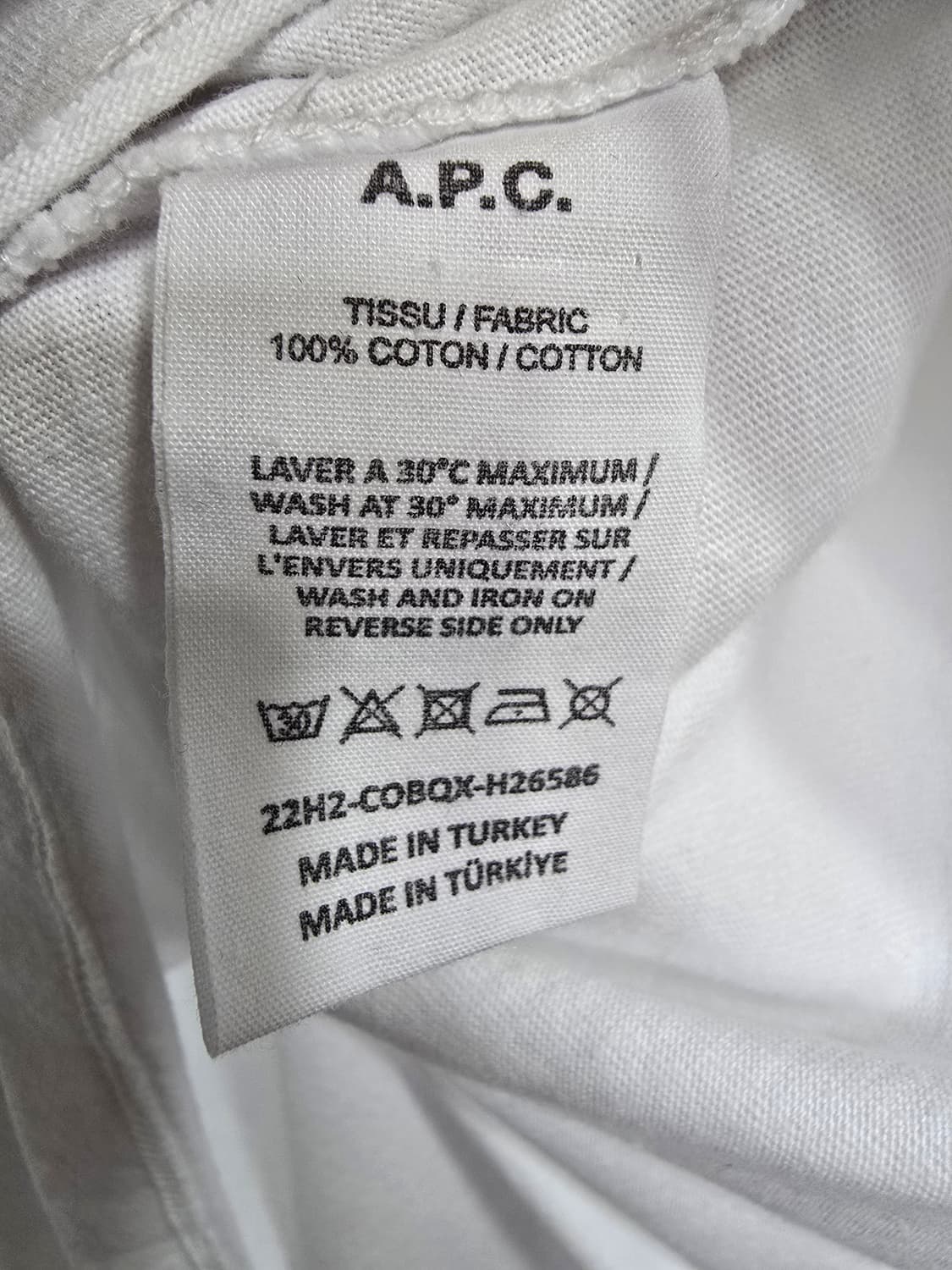 A.P.C 흰색 반팔 티셔츠 (1885) 상품이미지4