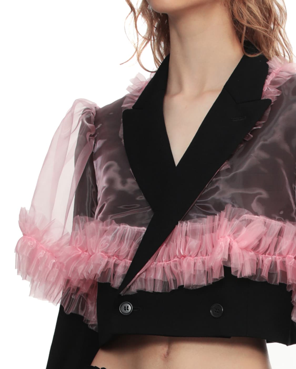 새상품 느와케이니노미야 핑크러플 크롭 블레이져 S/M 상품이미지3