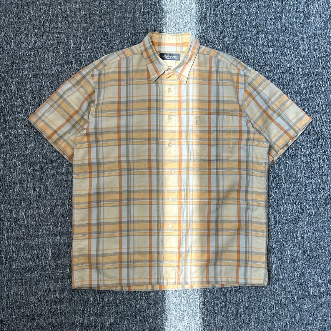 입생로랑 옐로우 체크 패턴 셔츠 상품이미지1