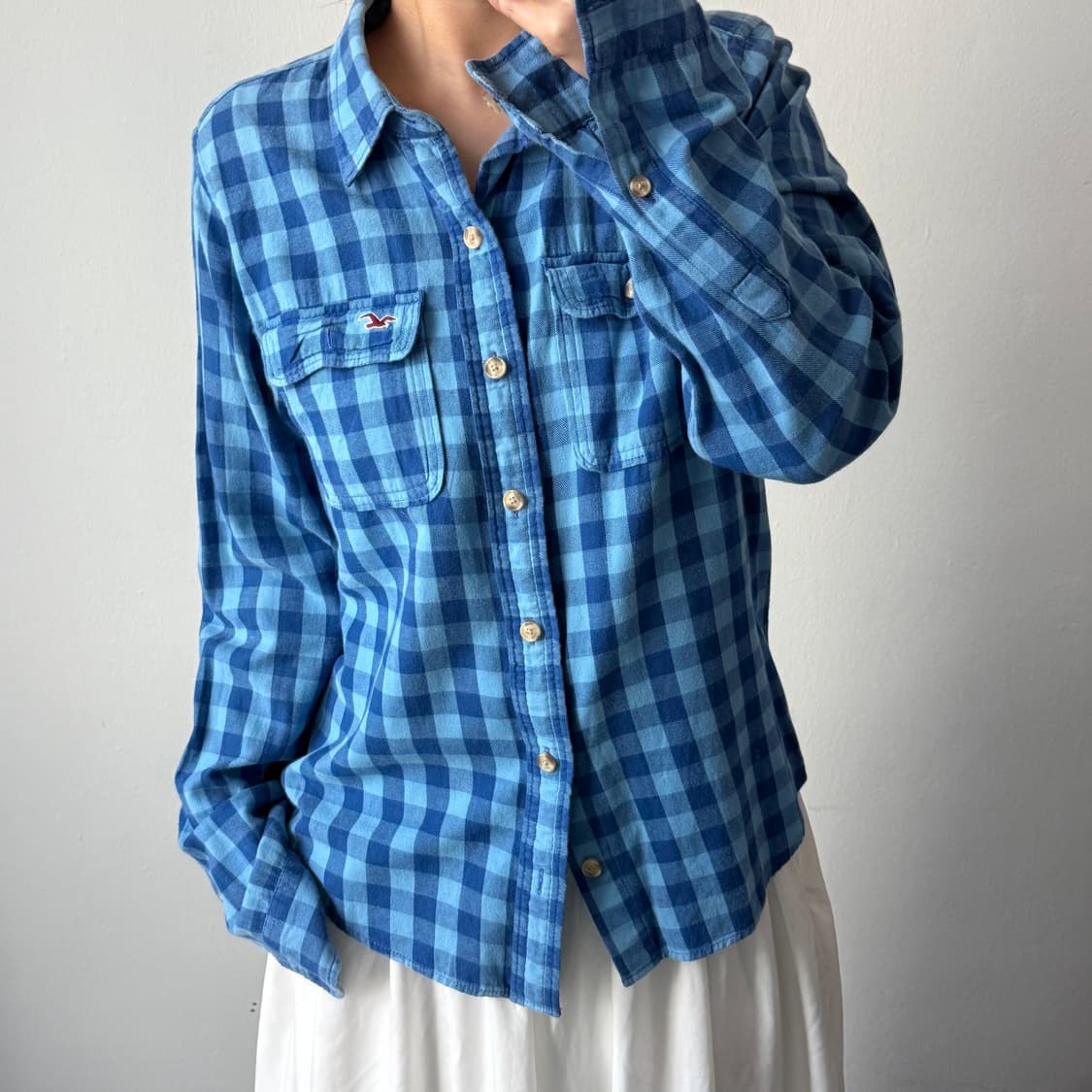 [XL] 홀리스터 블루 체크 셔츠 상품이미지2