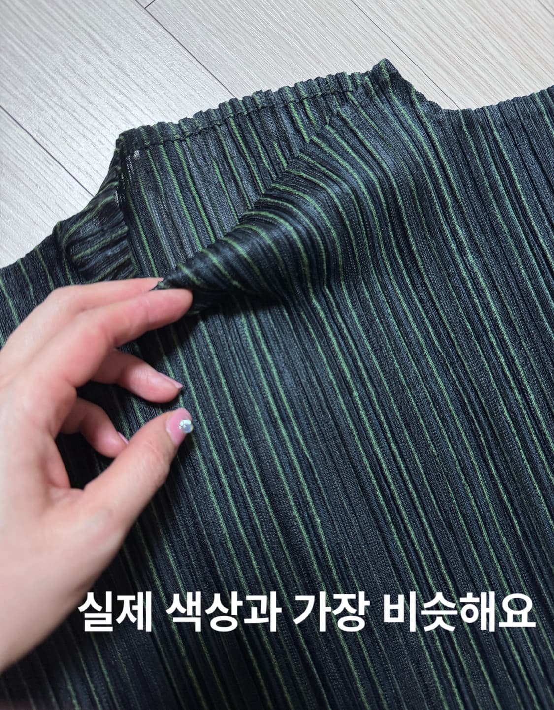정품 플리츠플리즈 가오리핏 반목 원피스 블랙그린 이세이미야케 타임 랑방 상품이미지3