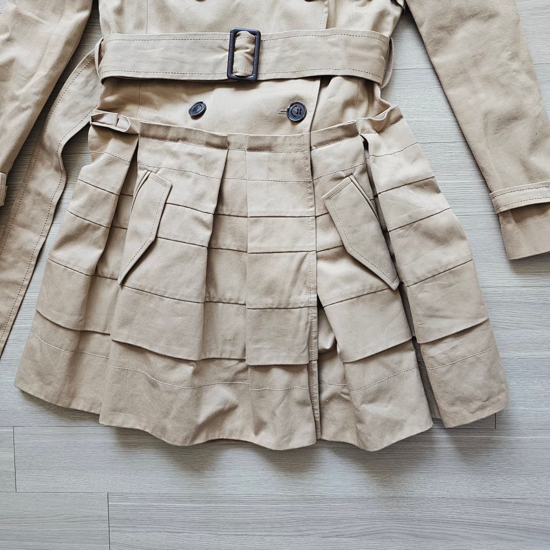 S 44 55) JILL by Jillstuart 트렌치 코트 베이지 간 상품이미지3