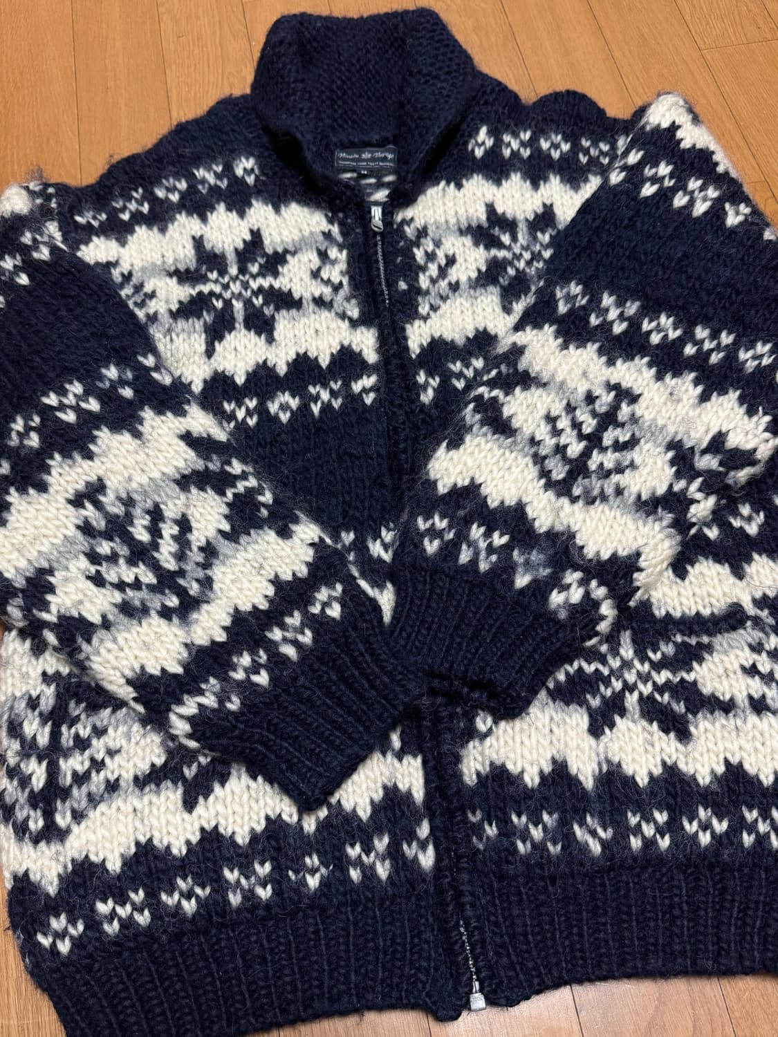 코위찬 니트 집업 가디건 네이비 상품이미지3