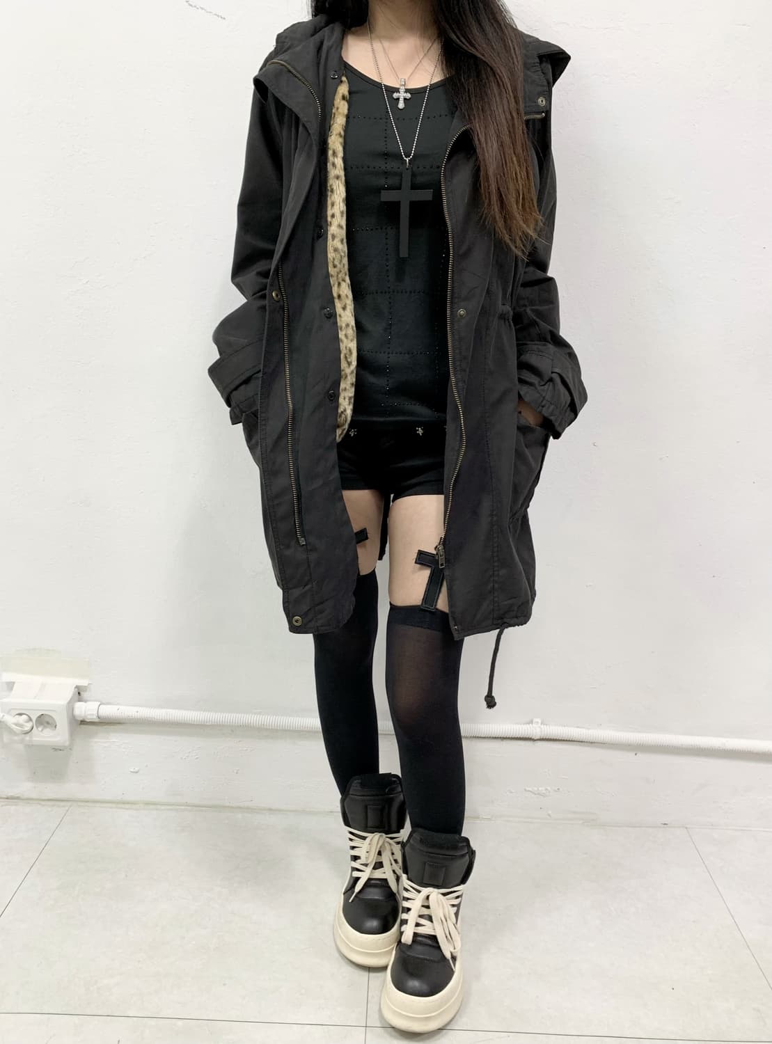 오네갸루 펑크 y2k 블랙 야상 자켓 상품이미지2