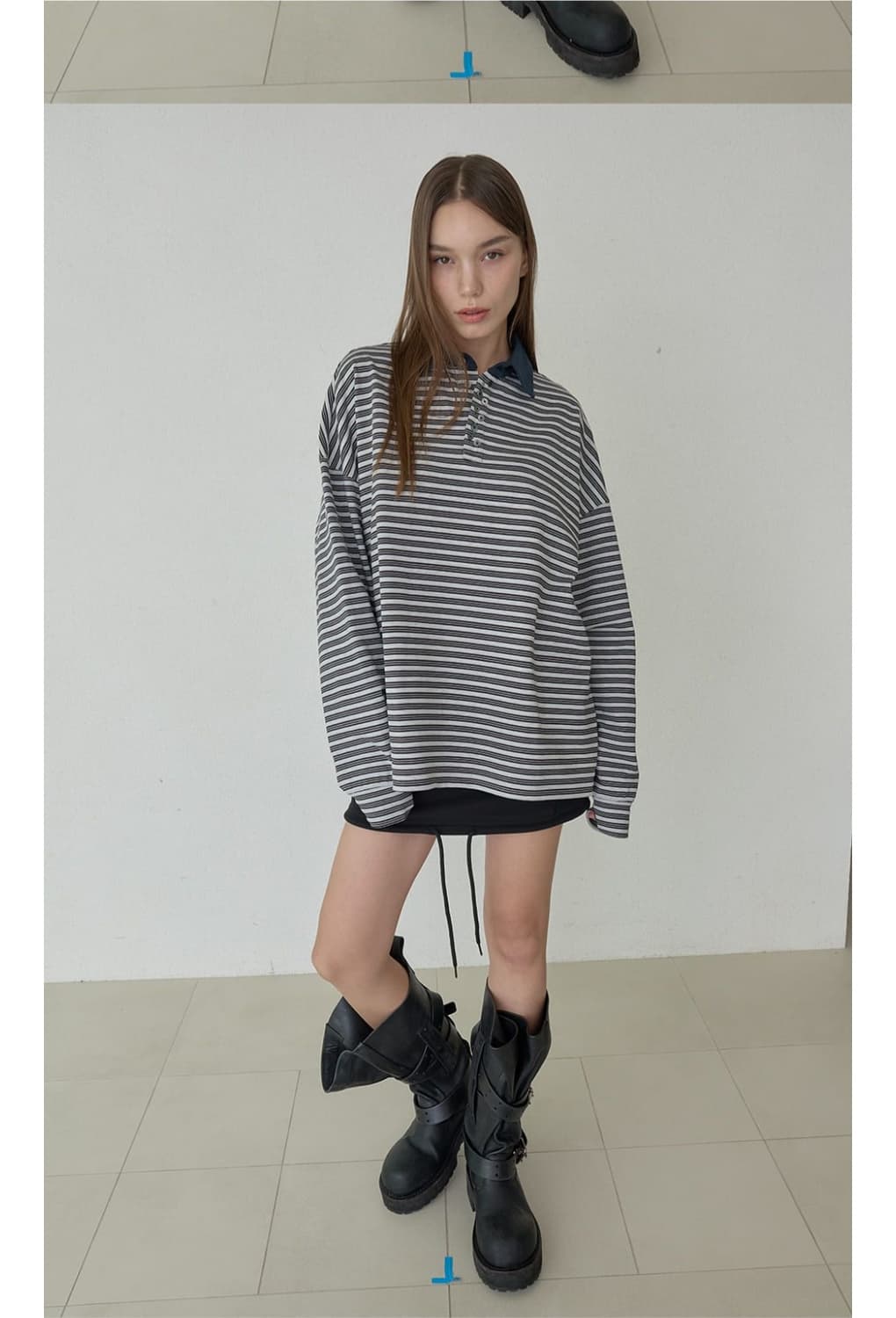 ORDES 오데스 헤일리 버튼 PK 티셔츠 (그레이) 미착용 상품이미지7