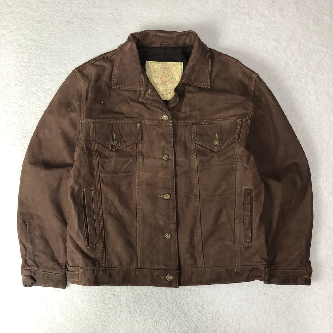C.un Monde 프렌치 고트스킨 레더 트러커 자켓  상품이미지1