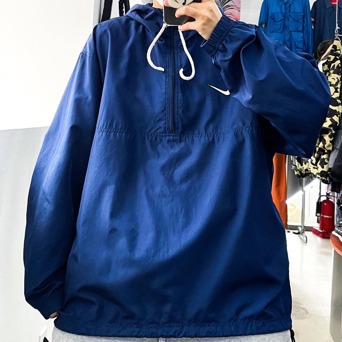 나이키 스우시 스카치 라인 네이비 폴리쉘 풀오버 아노락 상품이미지1