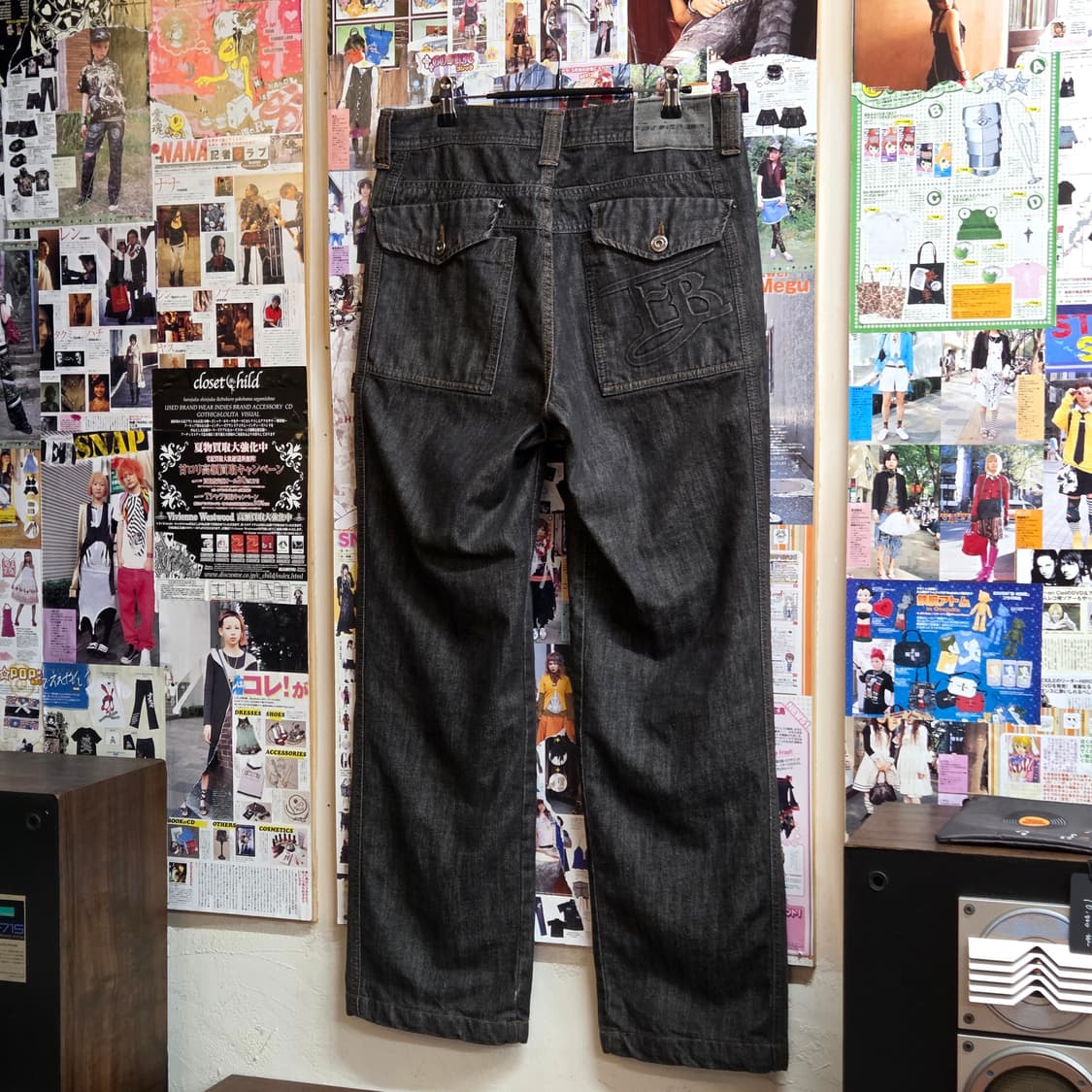 후부 포켓 포인트 그레이 와이드 데님 팬츠 상품이미지3