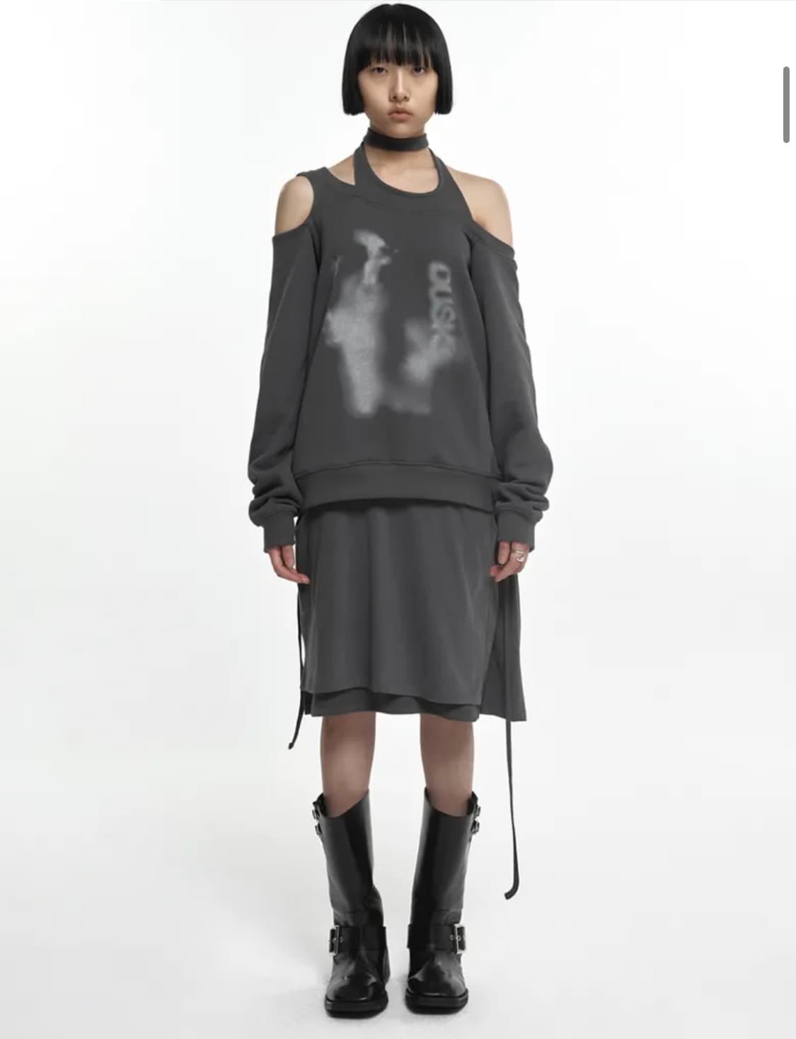 나체 HALTER TIE SWEAT SHIRT CHARCOAL 상품이미지2