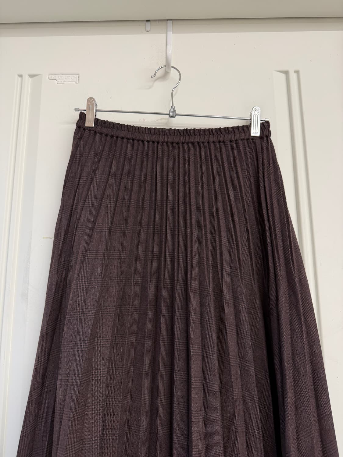 일본빈티지 브라운 체크 플리츠 롱스커트 상품이미지5