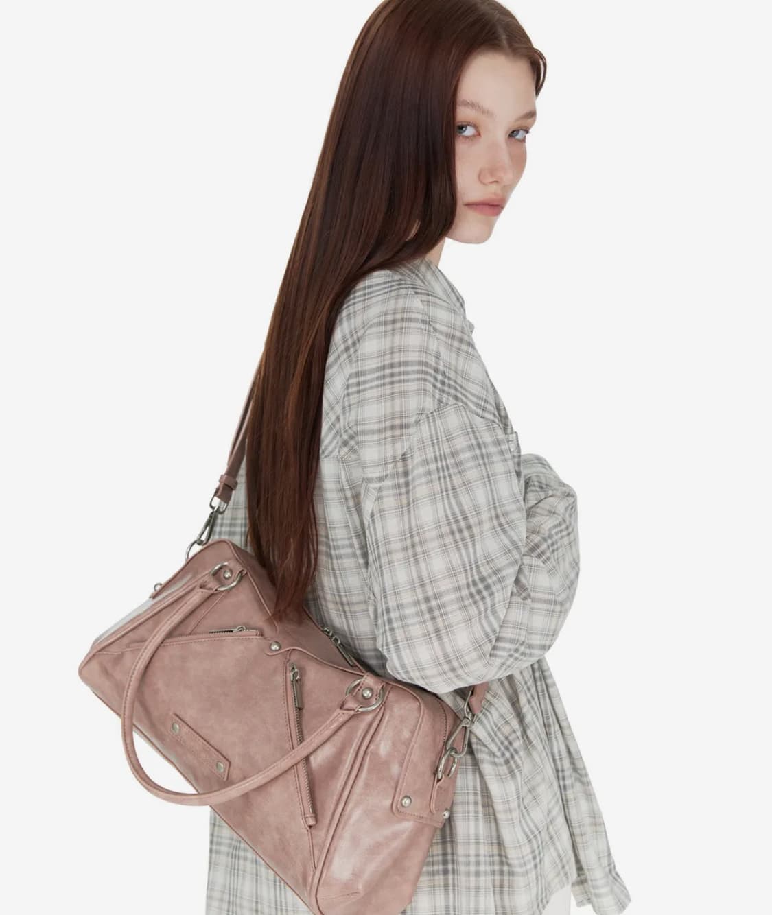 썬번 프로젝트 Faux Leather M.O.S Bag, PINK 상품이미지1