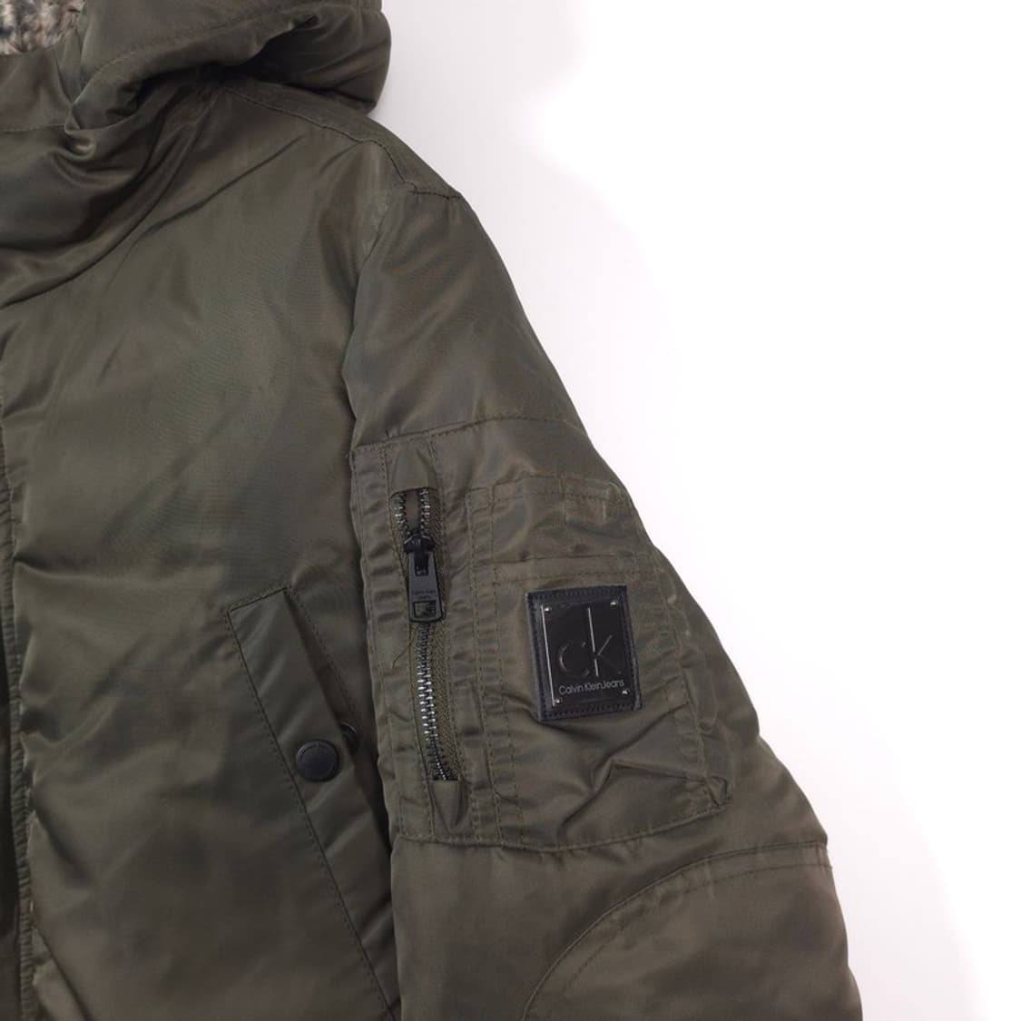 캘빈클라인 진스 퍼안감 다운 롱패딩 카키 S 상품이미지5