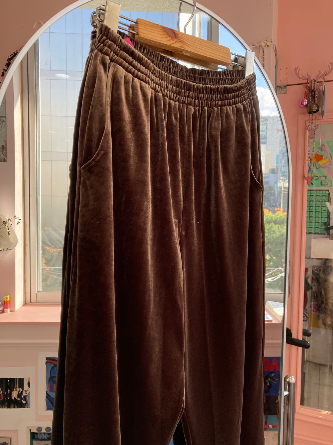 카키브라운 빈티지 벨벳 밴딩 팬츠 상품이미지2