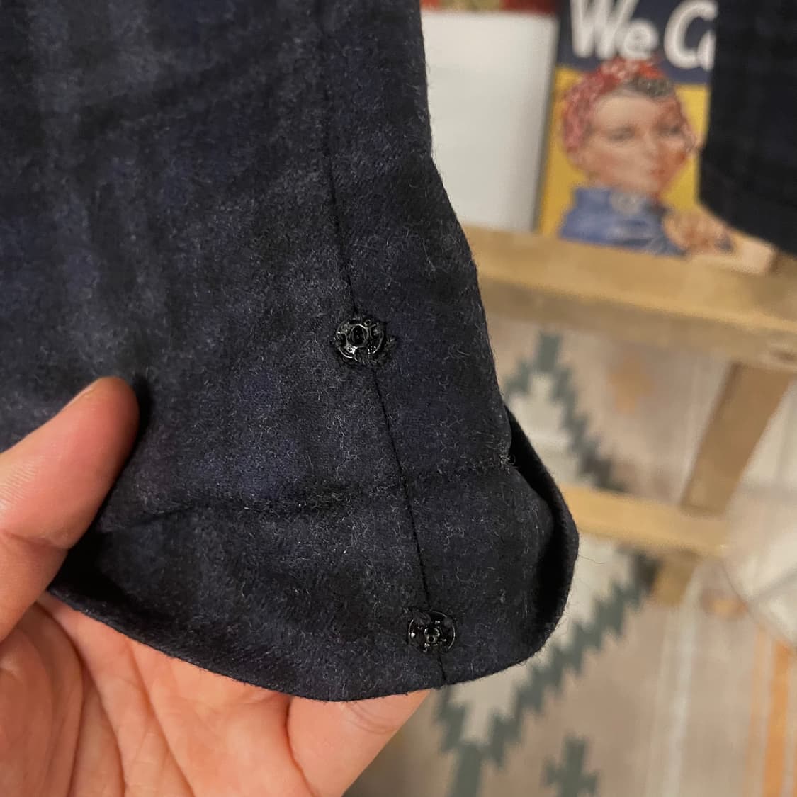 제이프레스 울 체크 스트레이트 롤업 버튼 슬랙스 상품이미지5