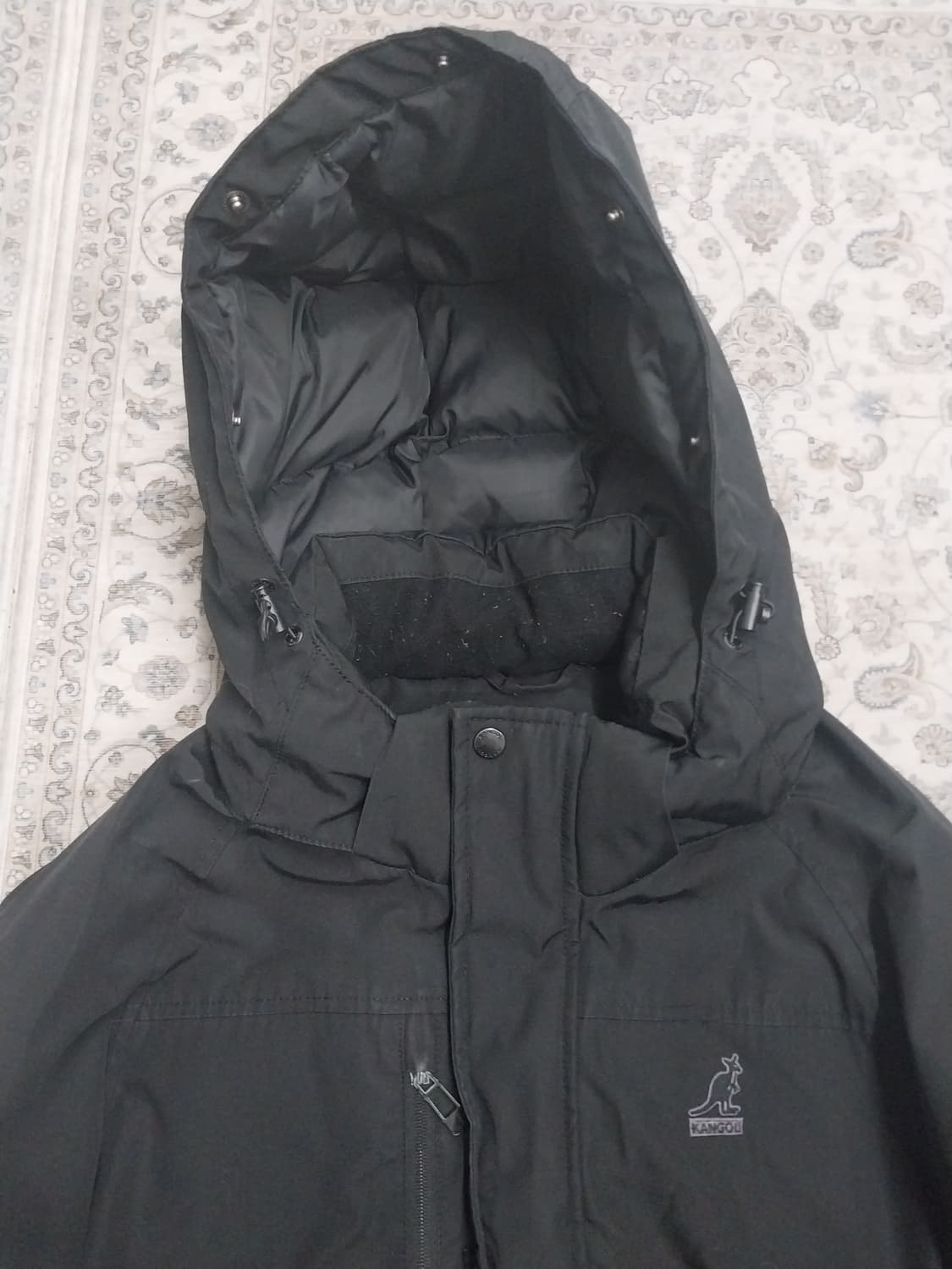 캉골 블랙 후드 패딩 점퍼 M (후드분리됨) 상품이미지2