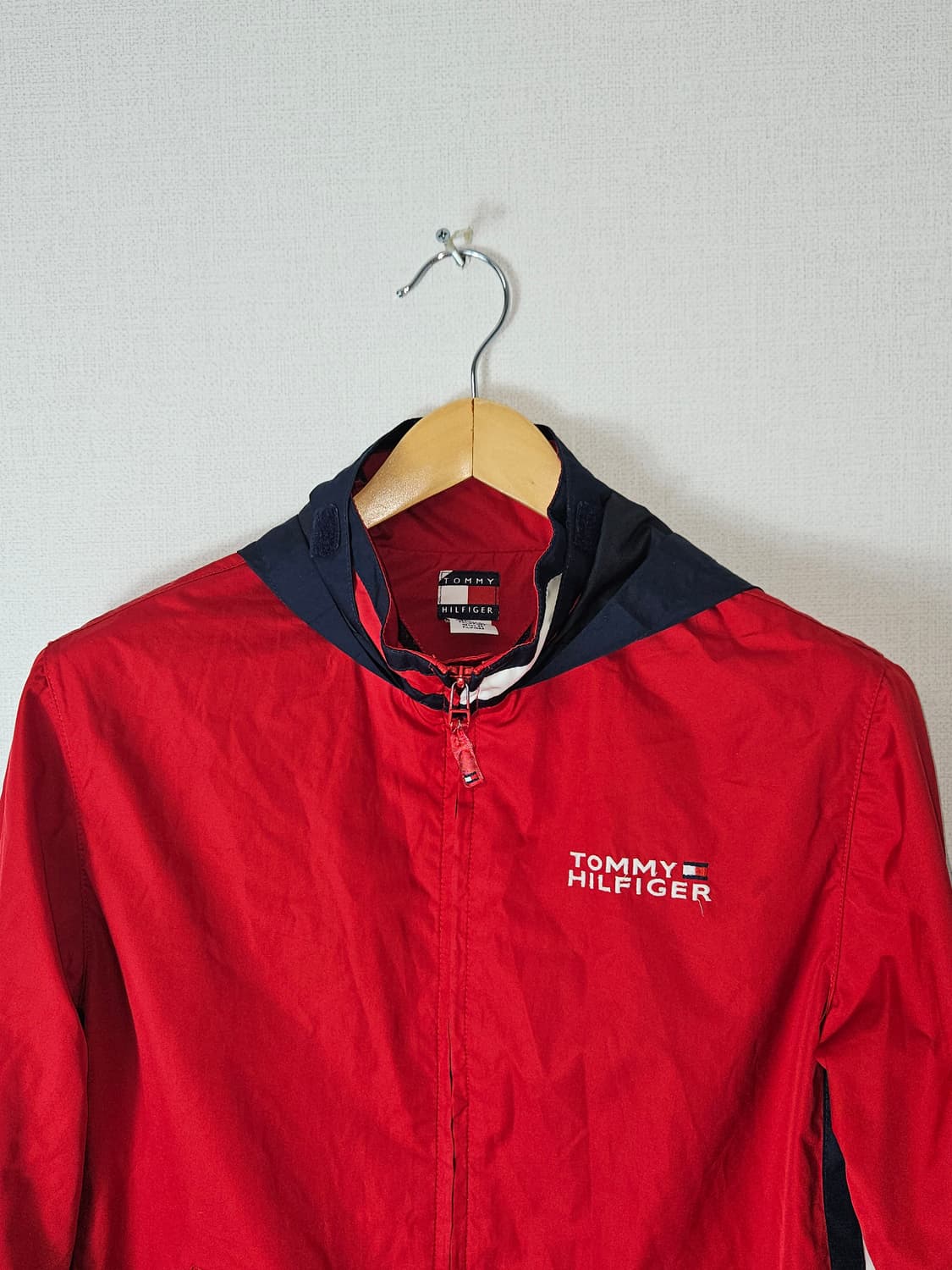 90s 타미힐피거 올드스쿨 우븐 바람막이 자켓 레드 M 빈티지 상품이미지2
