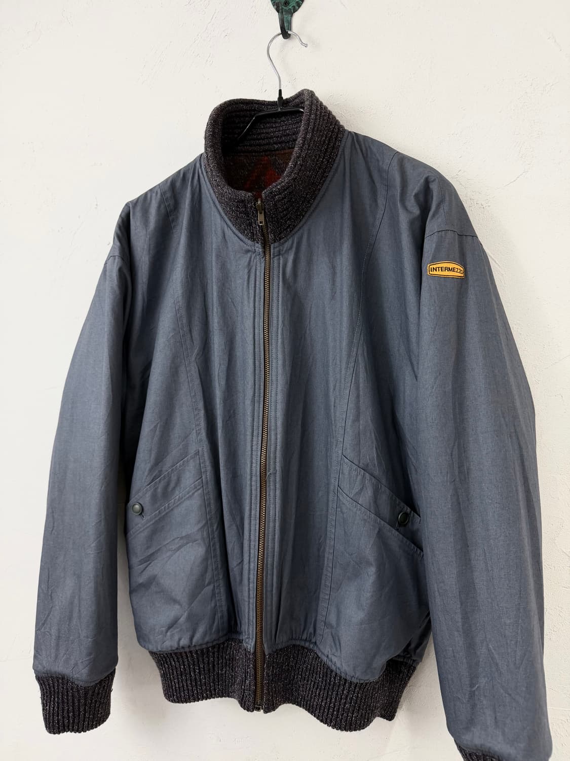 90s INTERMEZZO 지오메트리 패턴 니트 블루종 (리버서블) 상품이미지5