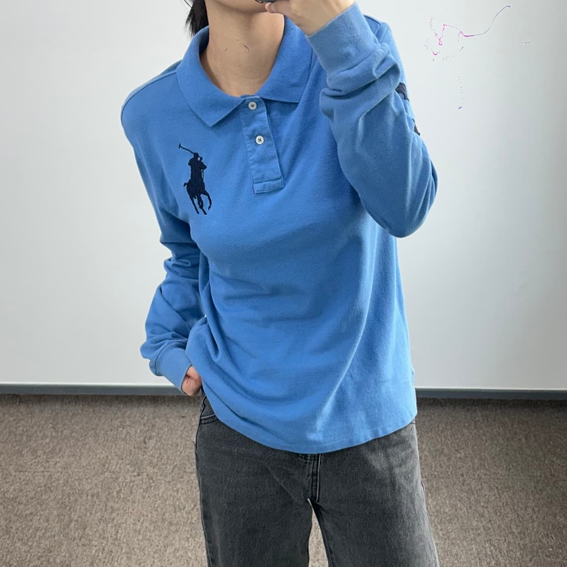 Polo 폴로 네이비 빅포니 스카이블루 카라티 상품이미지2