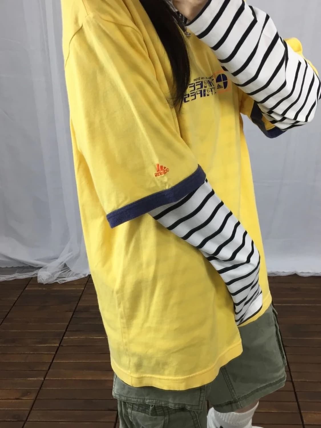 Adidas Yellow V-Neck Ringer Tee 상품이미지3