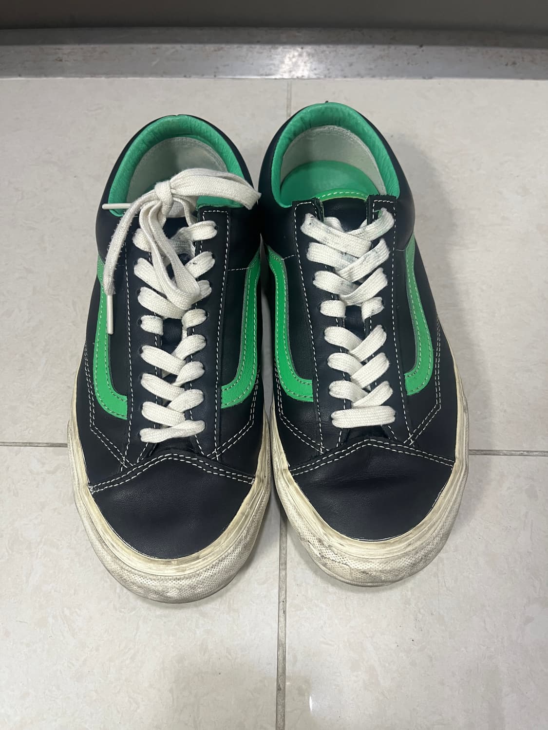 Vans 반스 스타일36 블랙/그린 스니커즈 가죽 상품이미지1