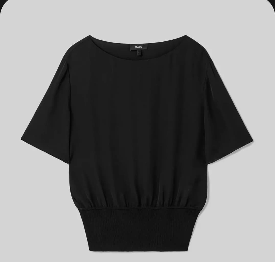 띠어리 Theory 실크 배색 밴딩 블라우스 P사이즈 상품이미지1