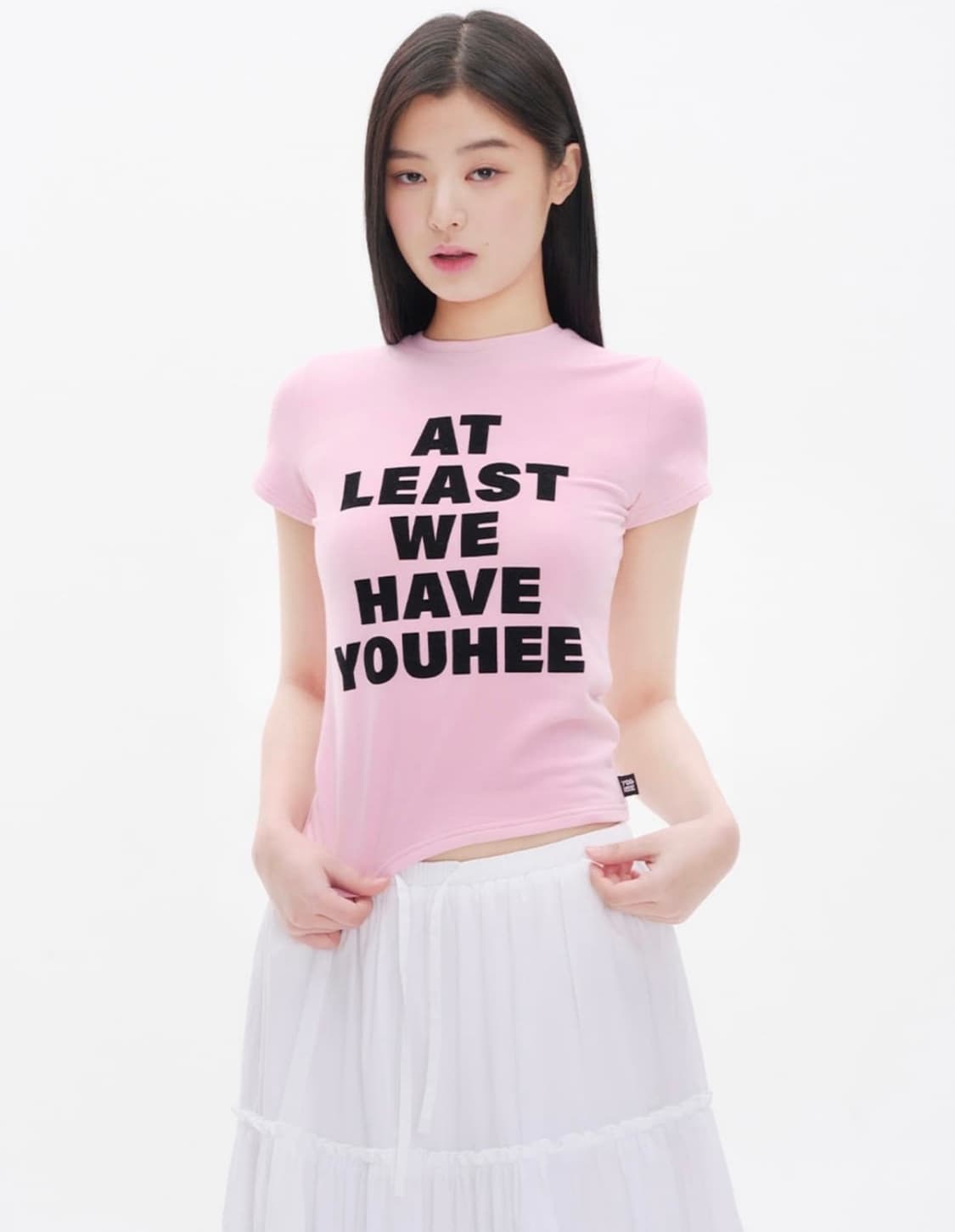 YOUHEE 유희 레터링 반팔 핑크 상품이미지1