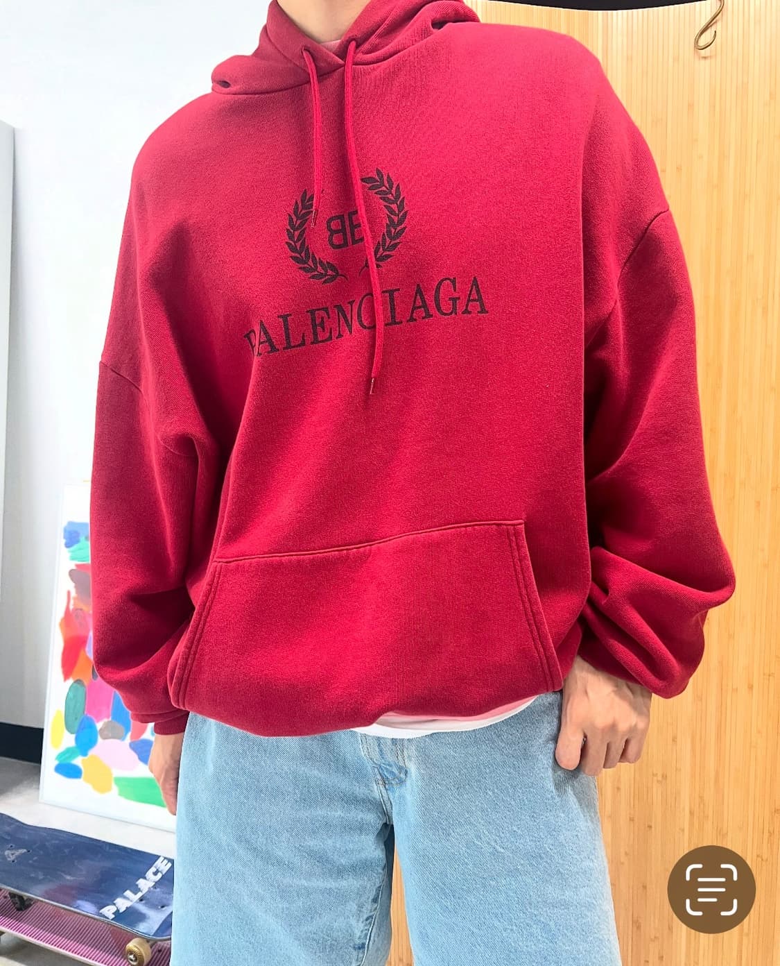 발렌시아가 월계수 BB 로고 후디 레드 M사이즈 상품이미지7