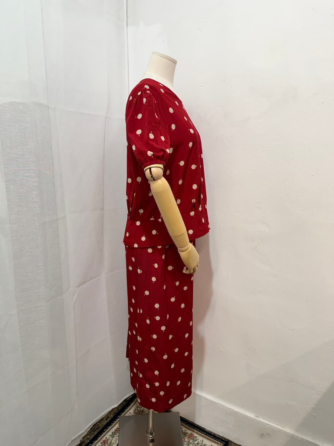 일본빈티지 레드 도트 땡떙이 셋업 투피스 3751 상품이미지5