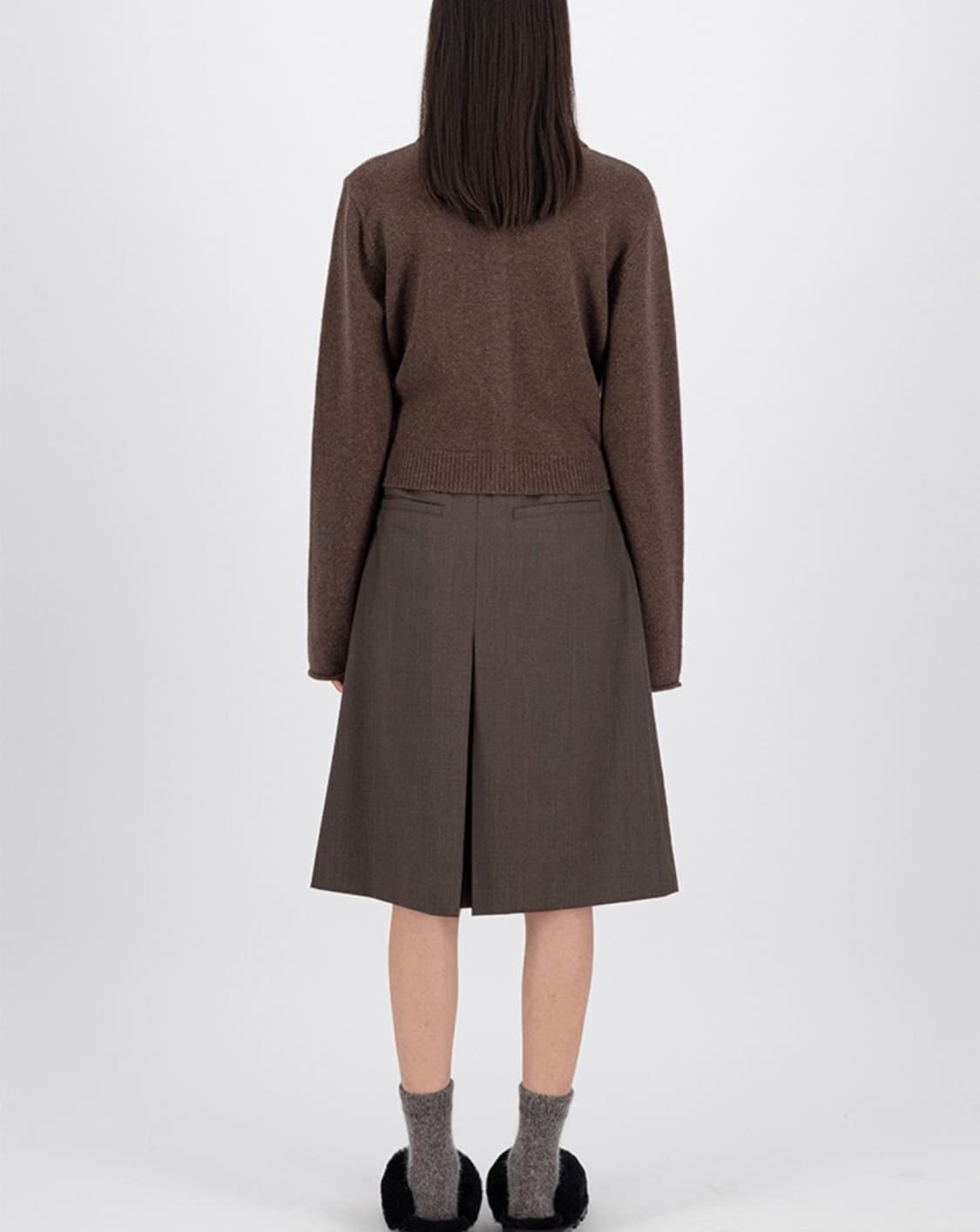 모이아 moia neat pleats skirt, M, brown 상품이미지3