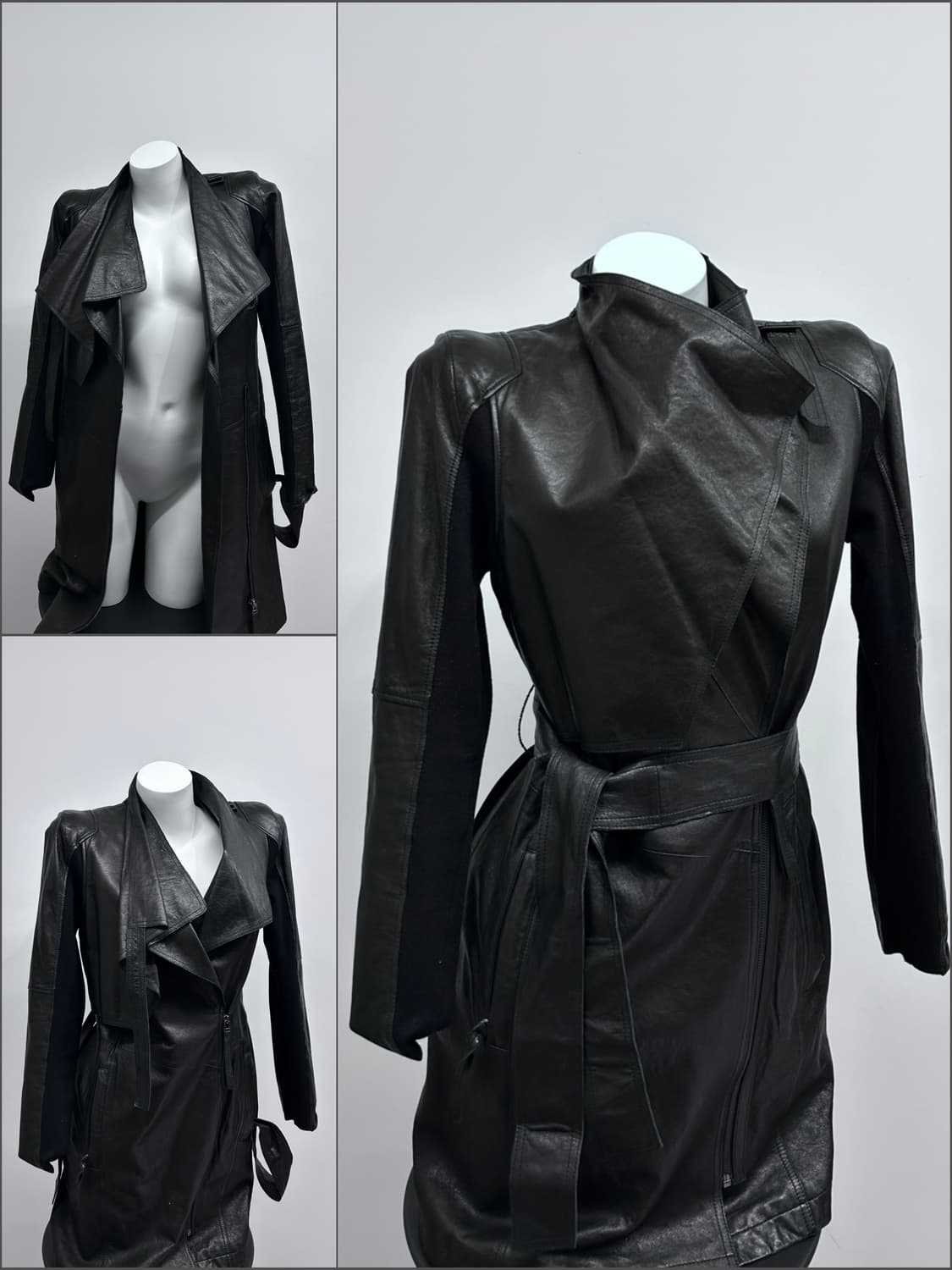 드레이프 카라 고딕 레더 코트 상품이미지1