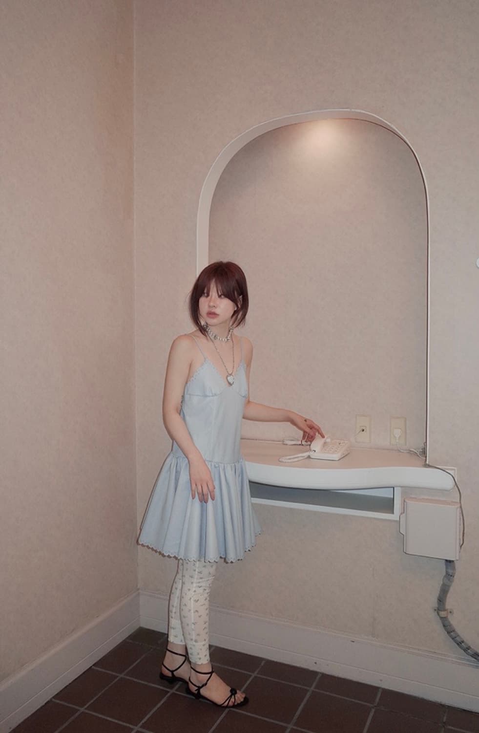 프레클 레이스 레더 드레스 상품이미지2