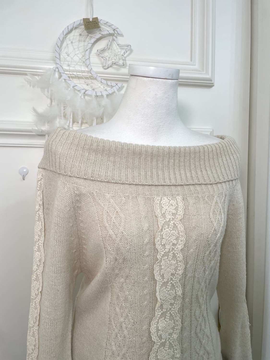 LEST ROSE lace off-shoulder fairy sweate 상품이미지6