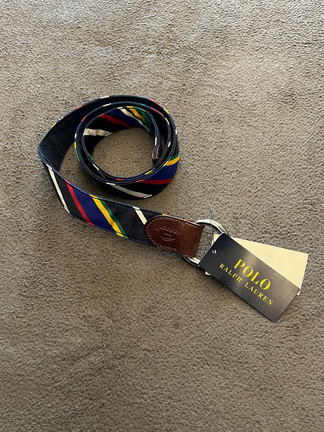 폴로 랄프로렌 스트라이프 캔버스 D링 벨트 새상품 처분  상품이미지1
