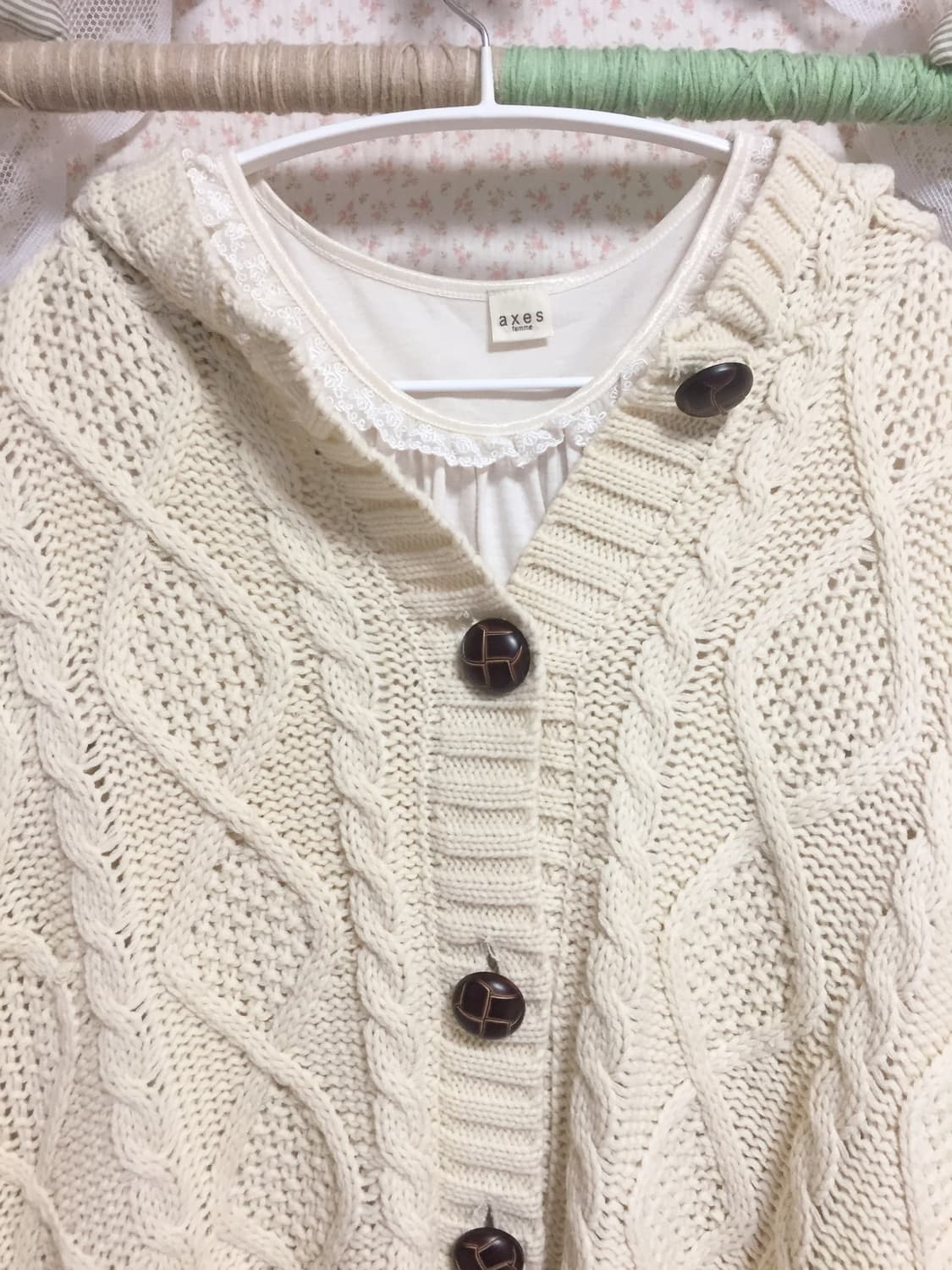 빈티지 사와코 모리걸 메론빵단추 케이프 상품이미지4