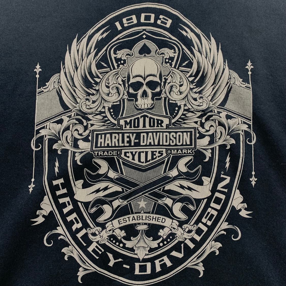 할리 데이비슨 스컬 프린팅 블랙 후드집업 상품이미지2