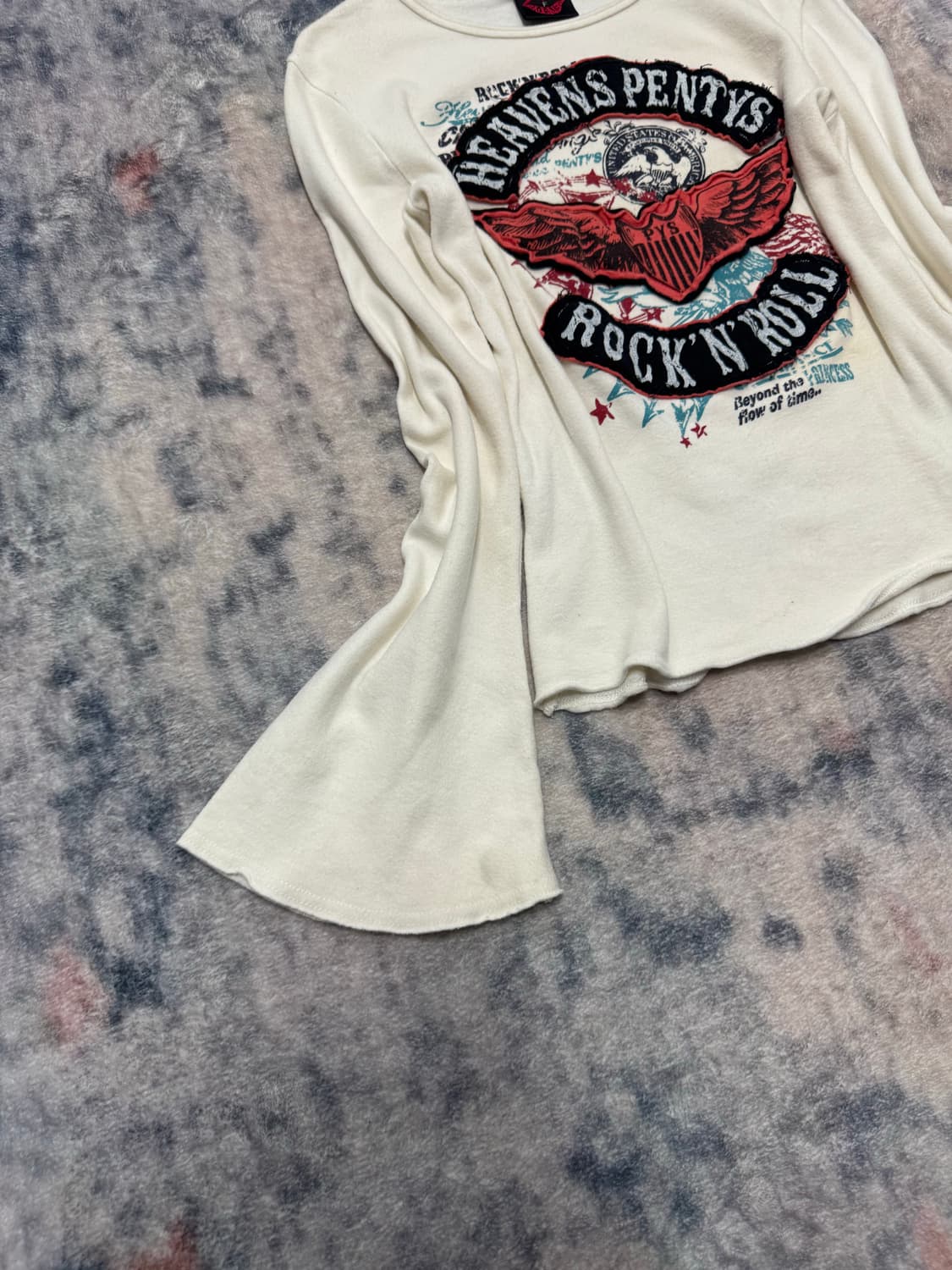 Pentys y2k patch flare sleeve top 상품이미지5