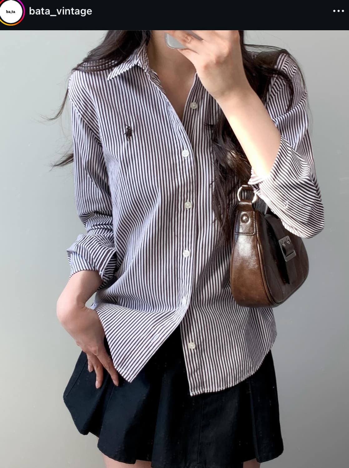 폴로 갈색 체크셔츠 슬림핏 s사이즈 상품이미지2