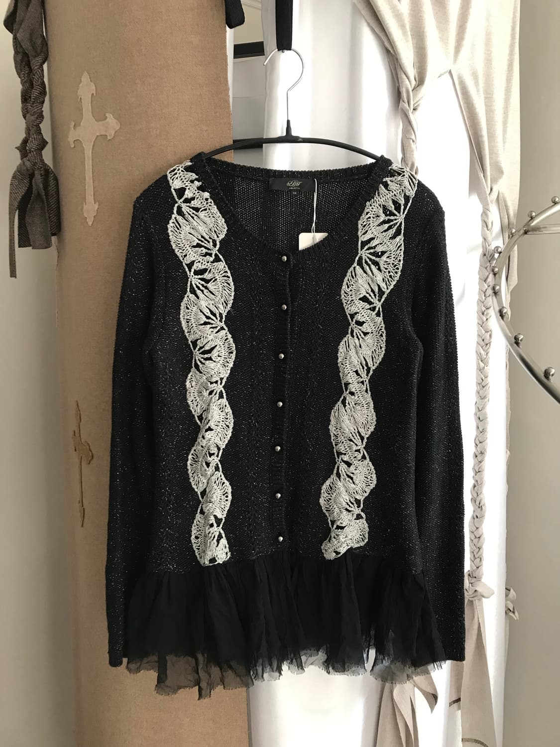 vintage pearl ruffle lace cardigan 상품이미지5