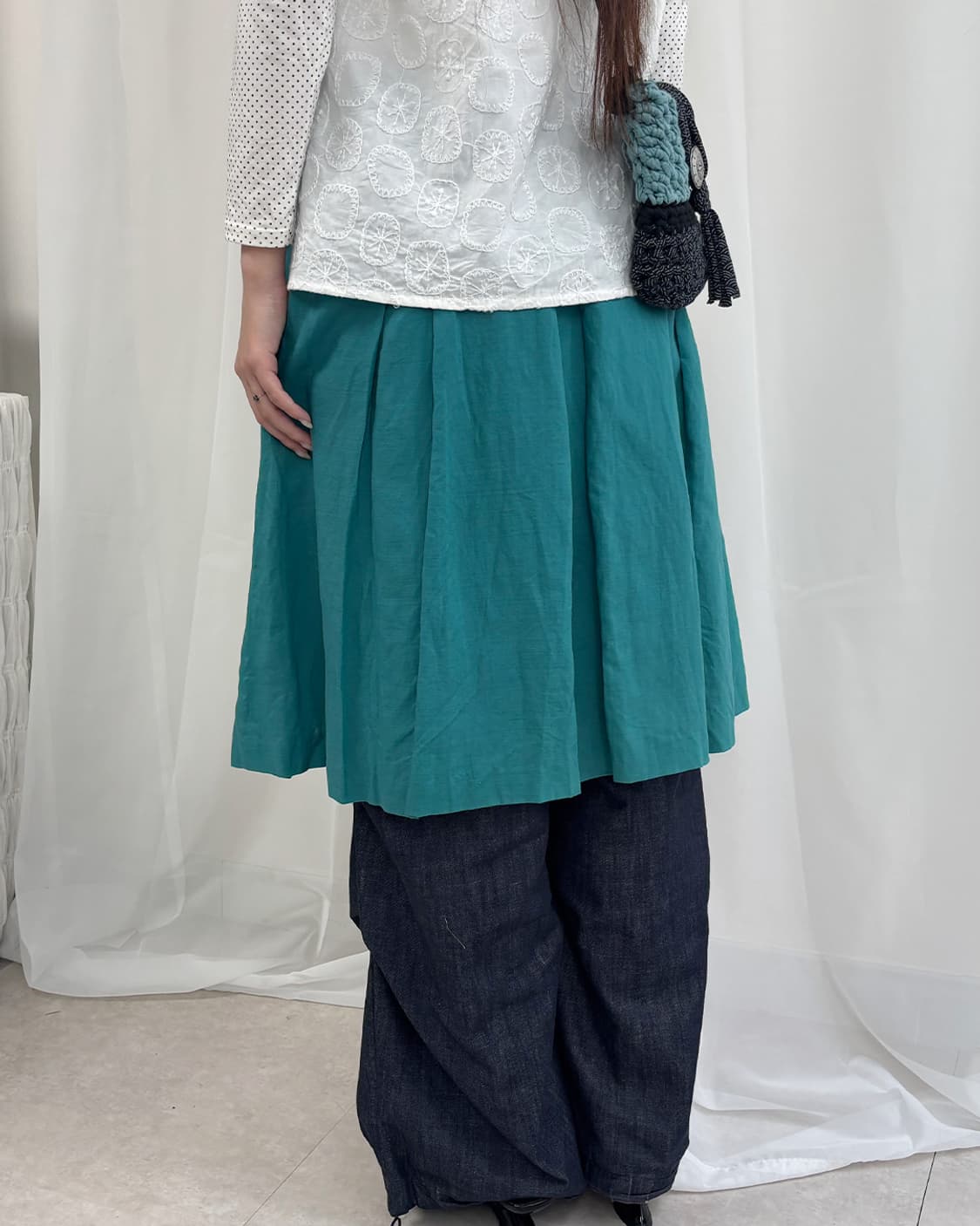 NEWYORKER aqua tuck midi wide skirt 상품이미지9