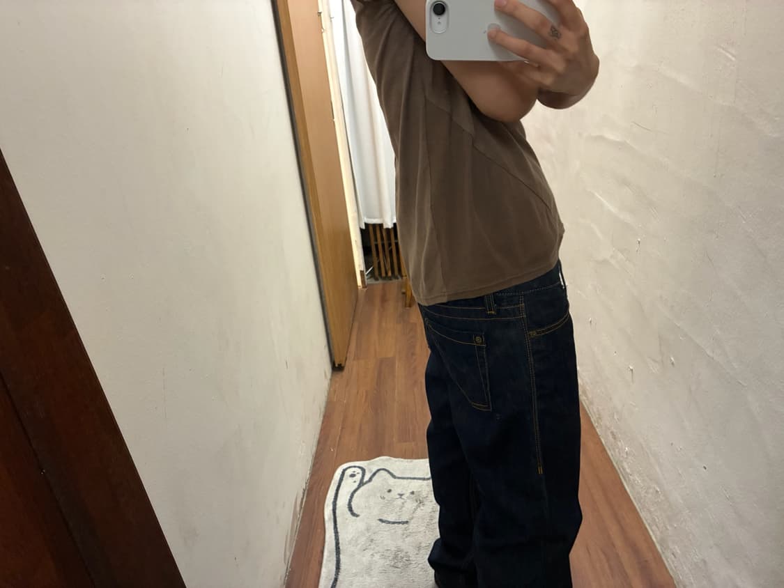 빈티지 브이넥 반팔 티셔츠 컷오프 디테일 브라운 k59 상품이미지3