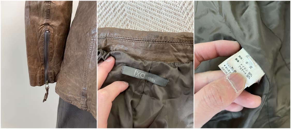 빈티지 fxa 양가죽 뱀피 텍스처 벨티드 브라운 자켓 y2k J03920 상품이미지10