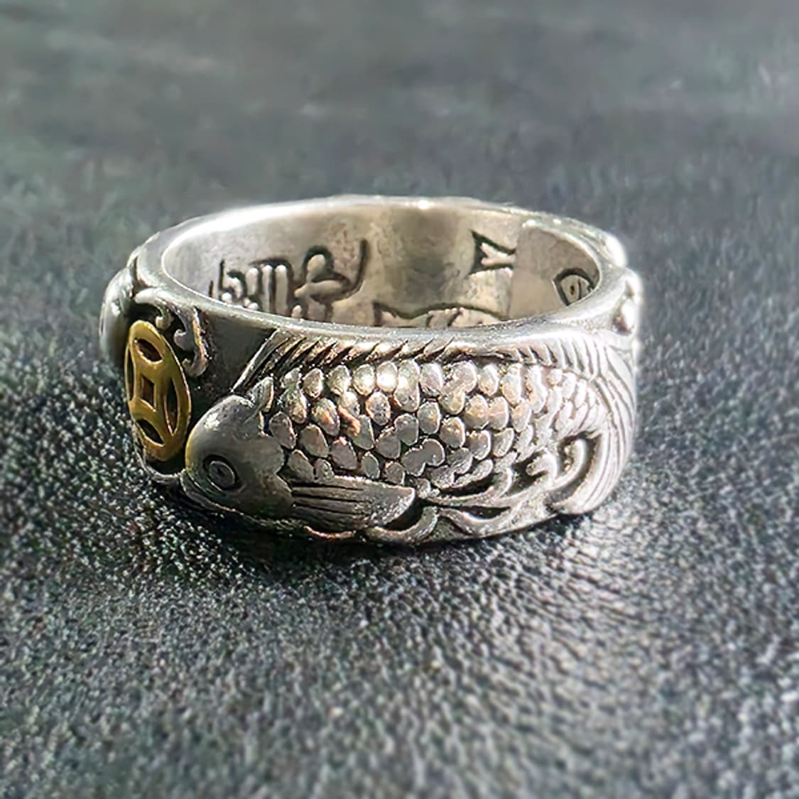 Koi 백동 남자 엔틱 빈티지 명품 재물운 금전운 잉어 반지 상품이미지3