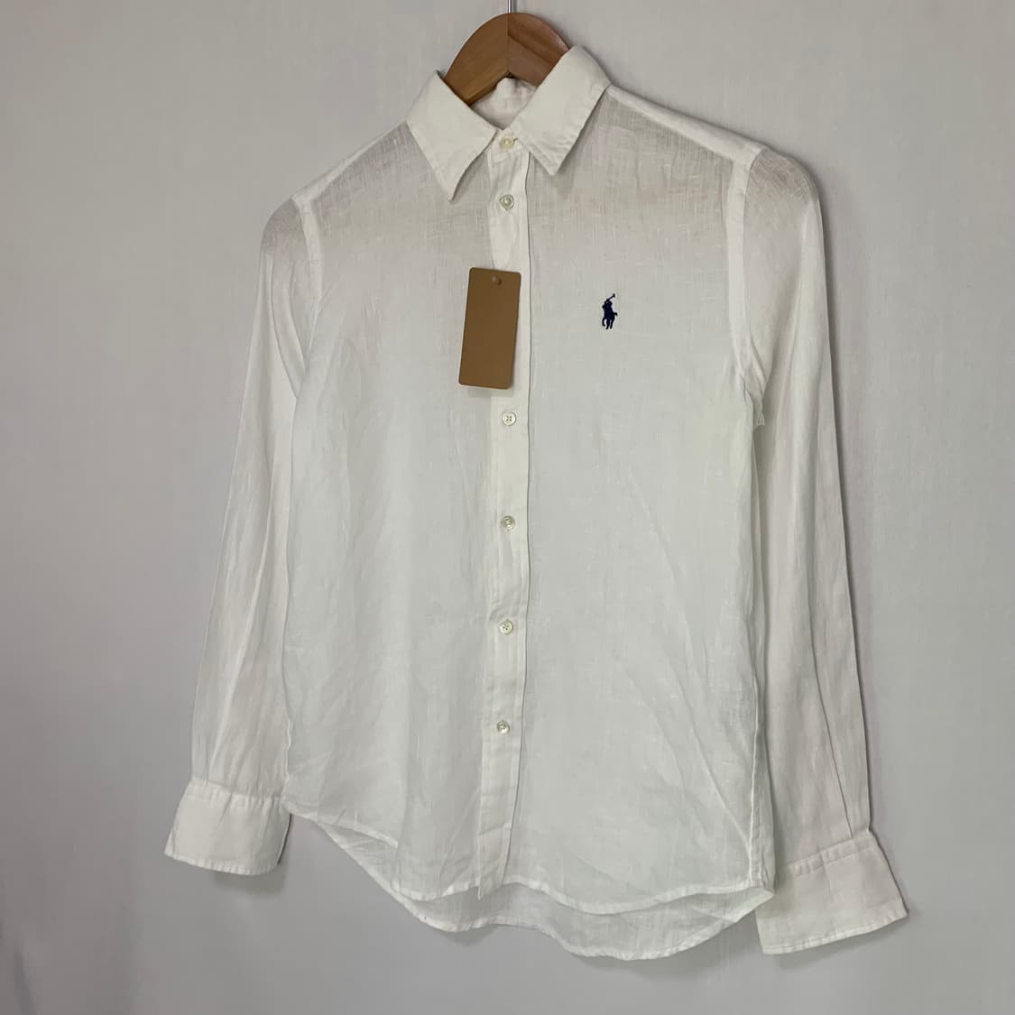 폴로 랄프로렌 린넨 긴팔 셔츠 화이트 아이보리 릴렉스핏 상품이미지3